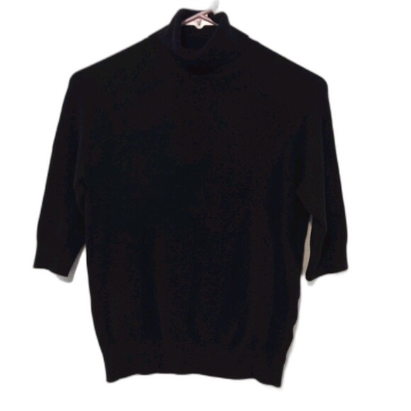 Zara Basic Turtleneck 3/4 Sleeve Sweater Black Size Large Viscose Blend - Picture 1 of 12